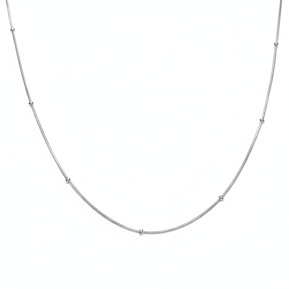 Silver Beaded Snake Chain For Her