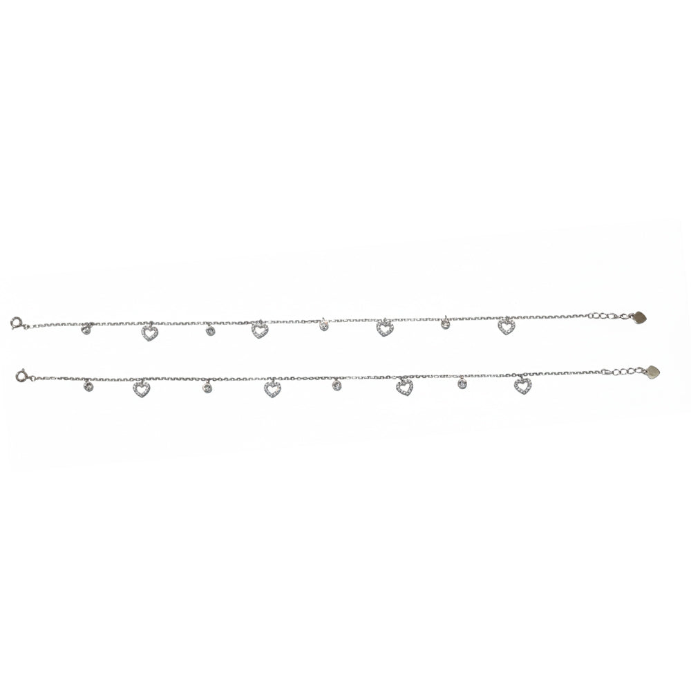 Silver Heart Charm Anklet