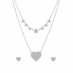 Silver Celestial Heart Double Layer Set
