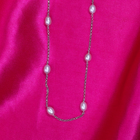 Silver Luxe Pearl chain for her