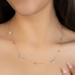925 Silver Rose Gold Crystal Chain