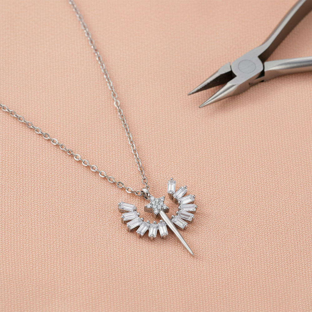 Silver Angel Wing Pendant Necklace