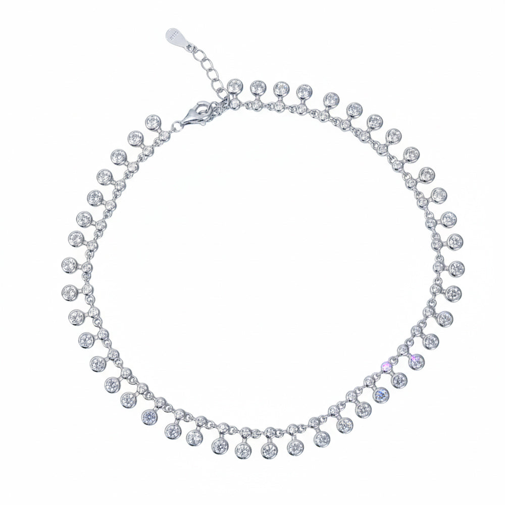Silver Dancing light diamond cut anklet for her
