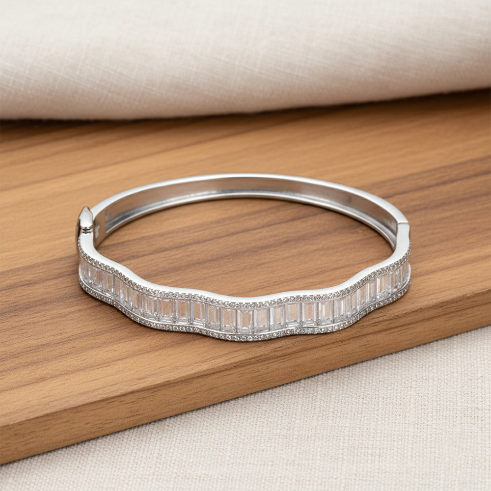 Silver The ethereal Waves Baguette Bracelet for her