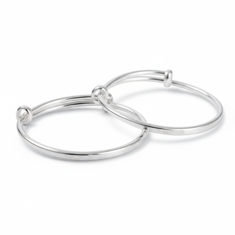 Silver Premium 999 "eat" Engraved Adjustable Baby Bracelet