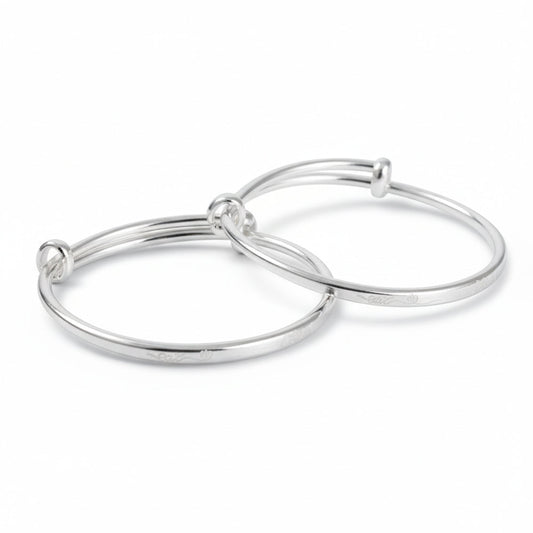 Silver Premium 999 "eat" Engraved Adjustable Baby Bracelet