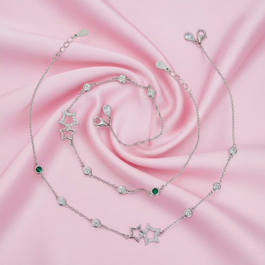 925 Sterling Silver Cosmic Celestial Star Anklet