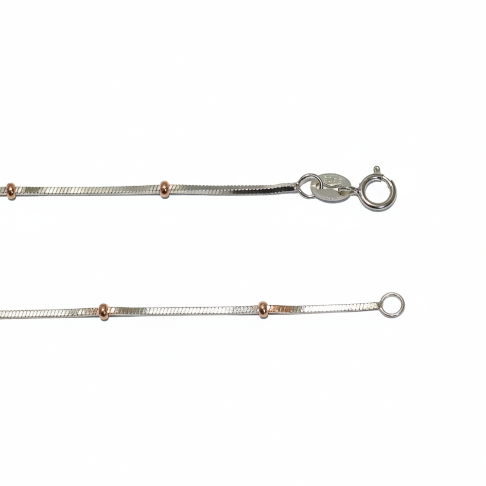 Silver Dual Tone Beaded Chain For Her