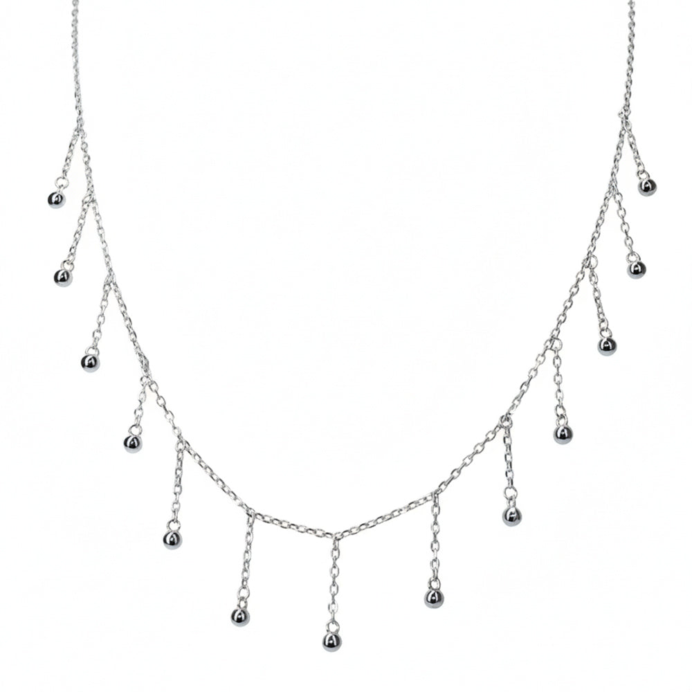 Silver Raindrop Dangle Necklace