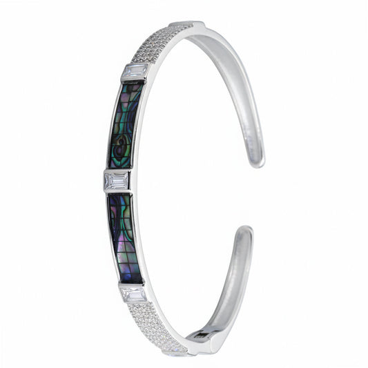 Silver Dazzling Abalone Shell Bracelet Set