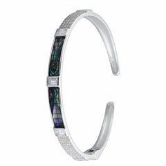 Silver Dazzling Abalone Shell Bracelet Set