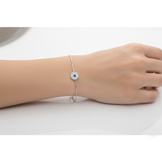 Silver Elegant Evil Eye Sterling Bracelet For Her