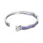 Silver Amethyst Purple Baguette Cut Zirconia Bracelet