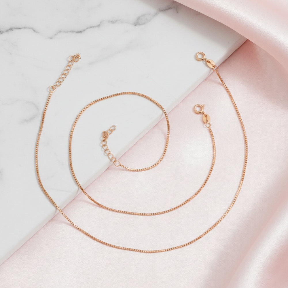 Rose Gold Box chain Anklet For her