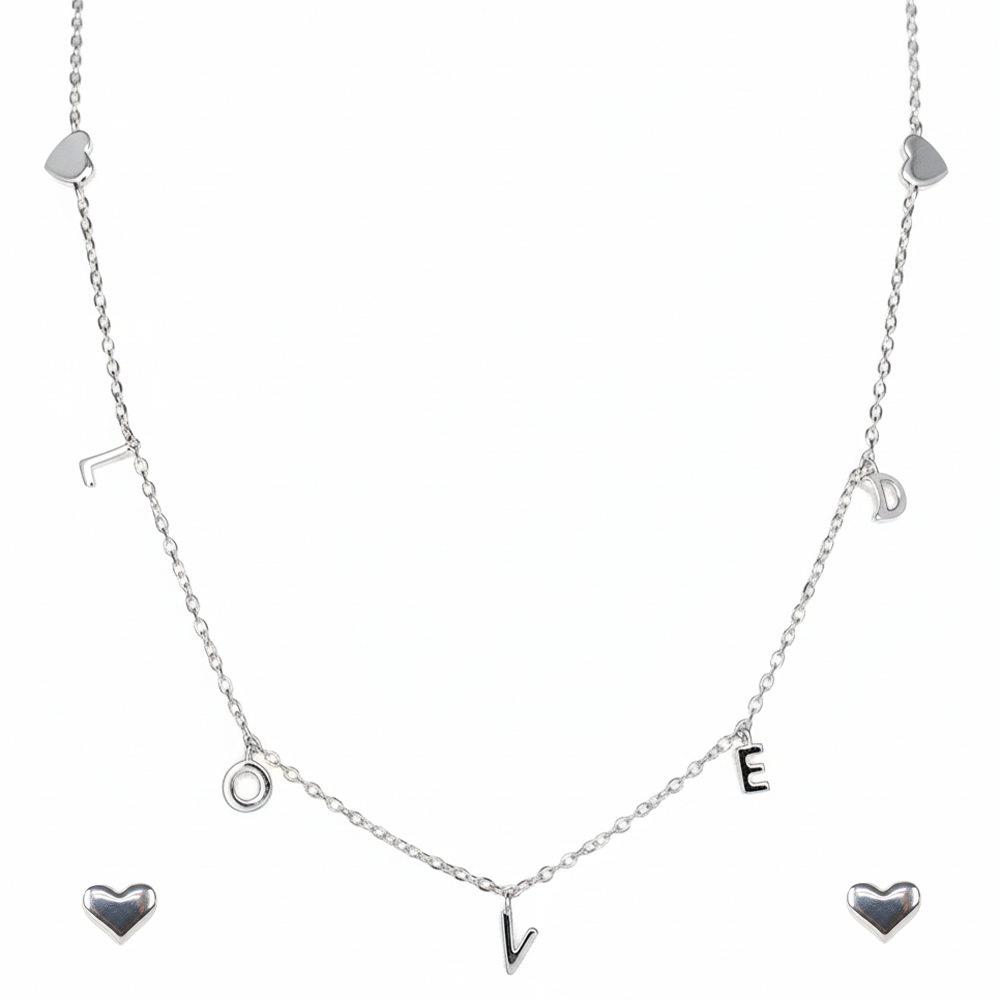 Silver Minimalist LOVED Charm Set