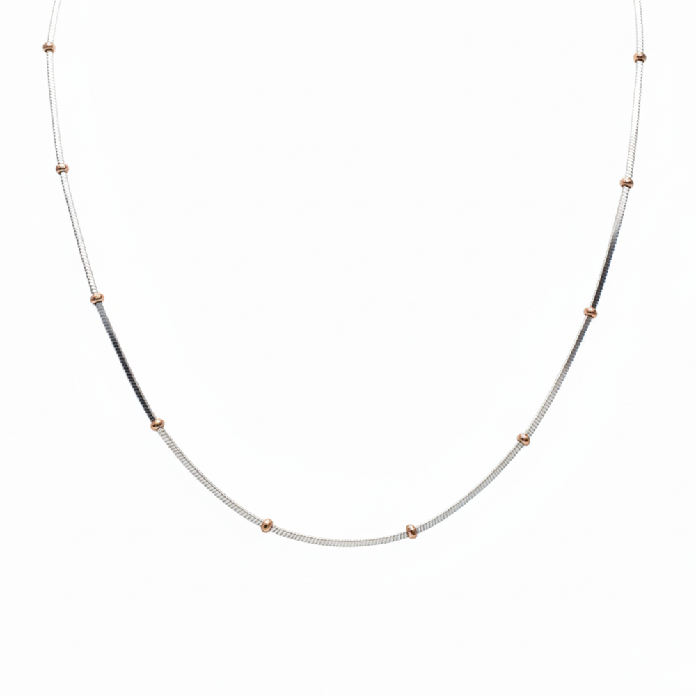 Silver Dual Tone Beaded Chain For Her