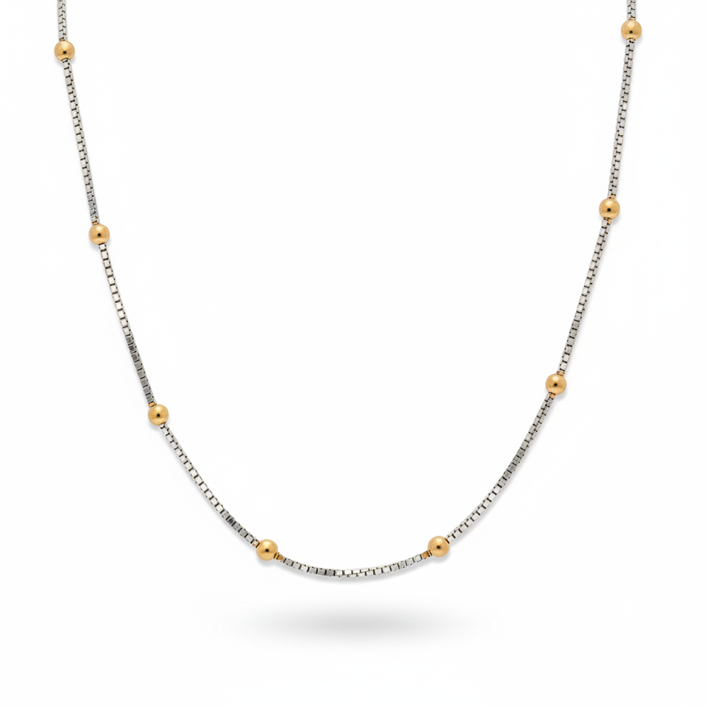 Silver Gold Beaded Box Chain For Her