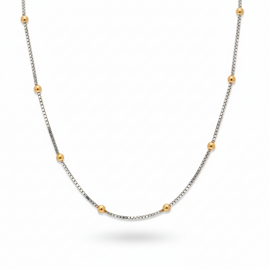 Silver Gold Beaded Box Chain For Her