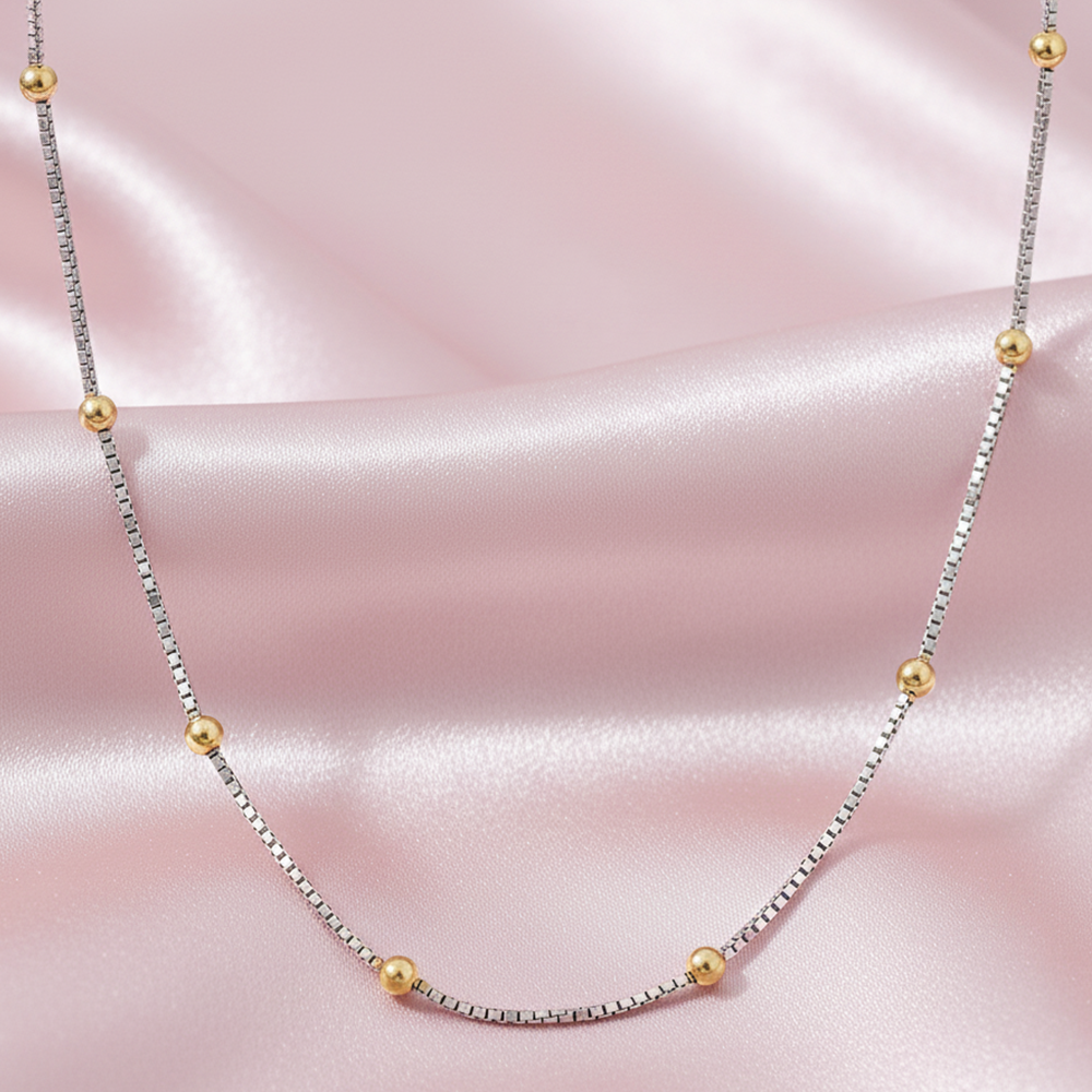Silver Gold Beaded Box Chain For Her