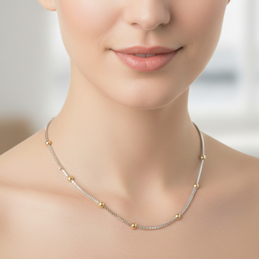 Silver Gold Beaded Box Chain For Her