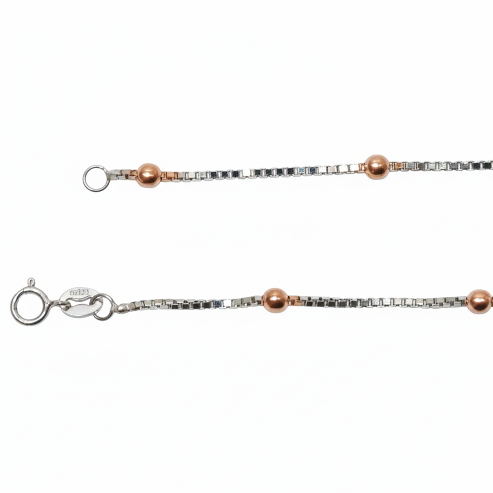 Silver Gold Beaded Box Chain For Her