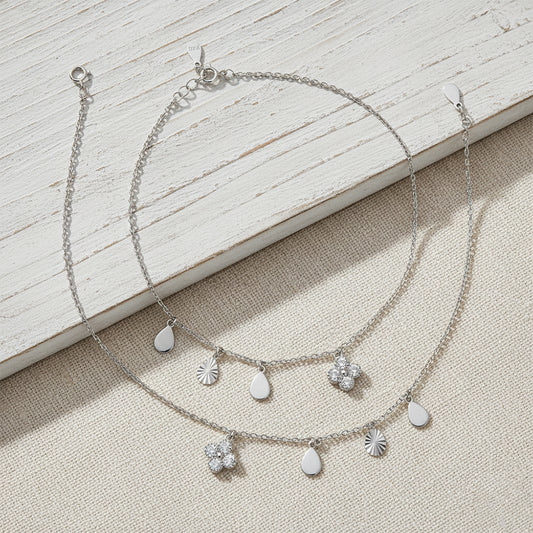 925 Silver Clover Aesthetic & Elegant Charms Anklet for her