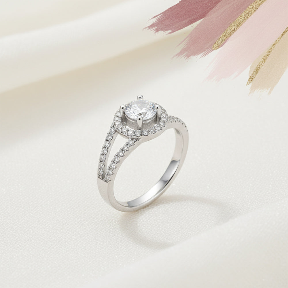 Silver Sparkling Solitaire Ring