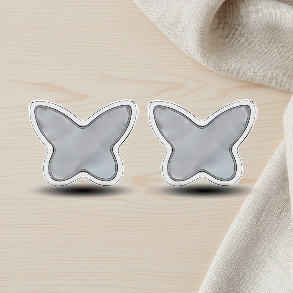 Silver Black Mother of Pearl Studs