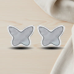 Silver Black Mother of Pearl Studs