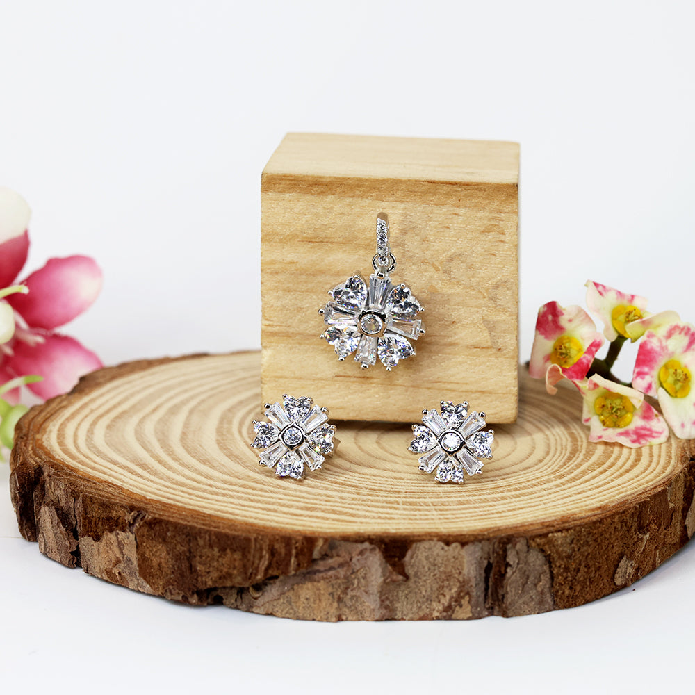 Silver Victorian Heart Pendant set