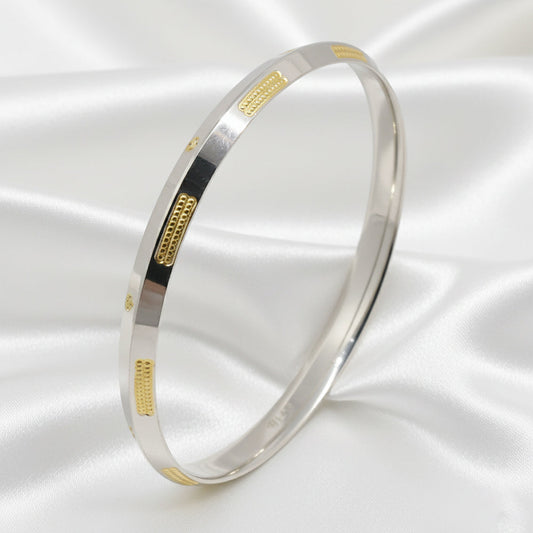 Premium Dual-Tone 925 Silver Kada with Gold Accents