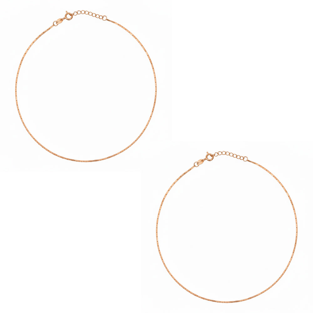 Silver Rose gold bar Chain Style Anklet