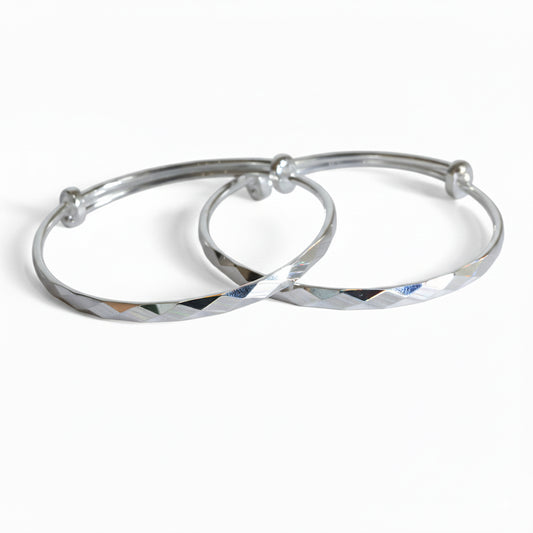 Silver 999 Premium cut Rainbow effect lines Baby Bracelet
