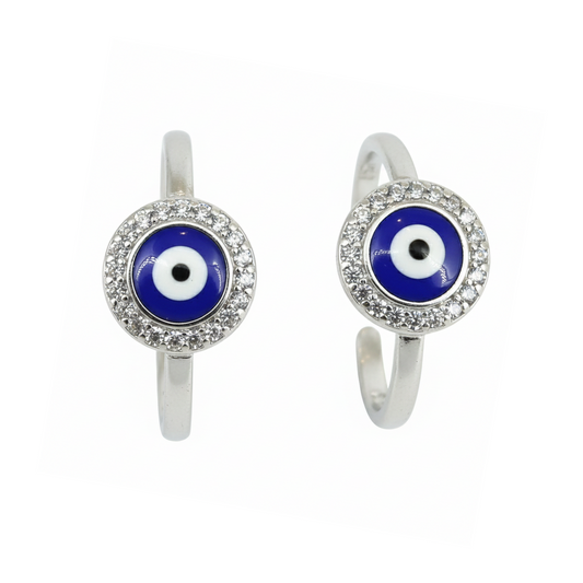 Silver Circular Evil Eye Adjustable Toe Ring