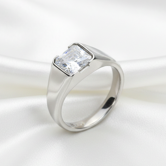 Silver Gents Solitaire classic Ring for Him