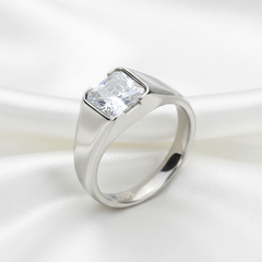 Silver Gents Solitaire classic Ring for Him