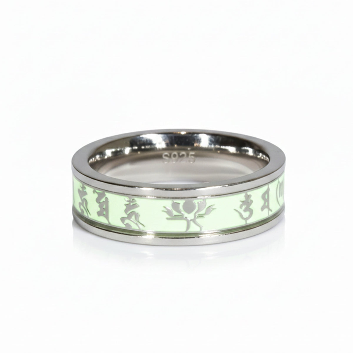 Glow-in-the-Dark 925 Silver Band For Him
