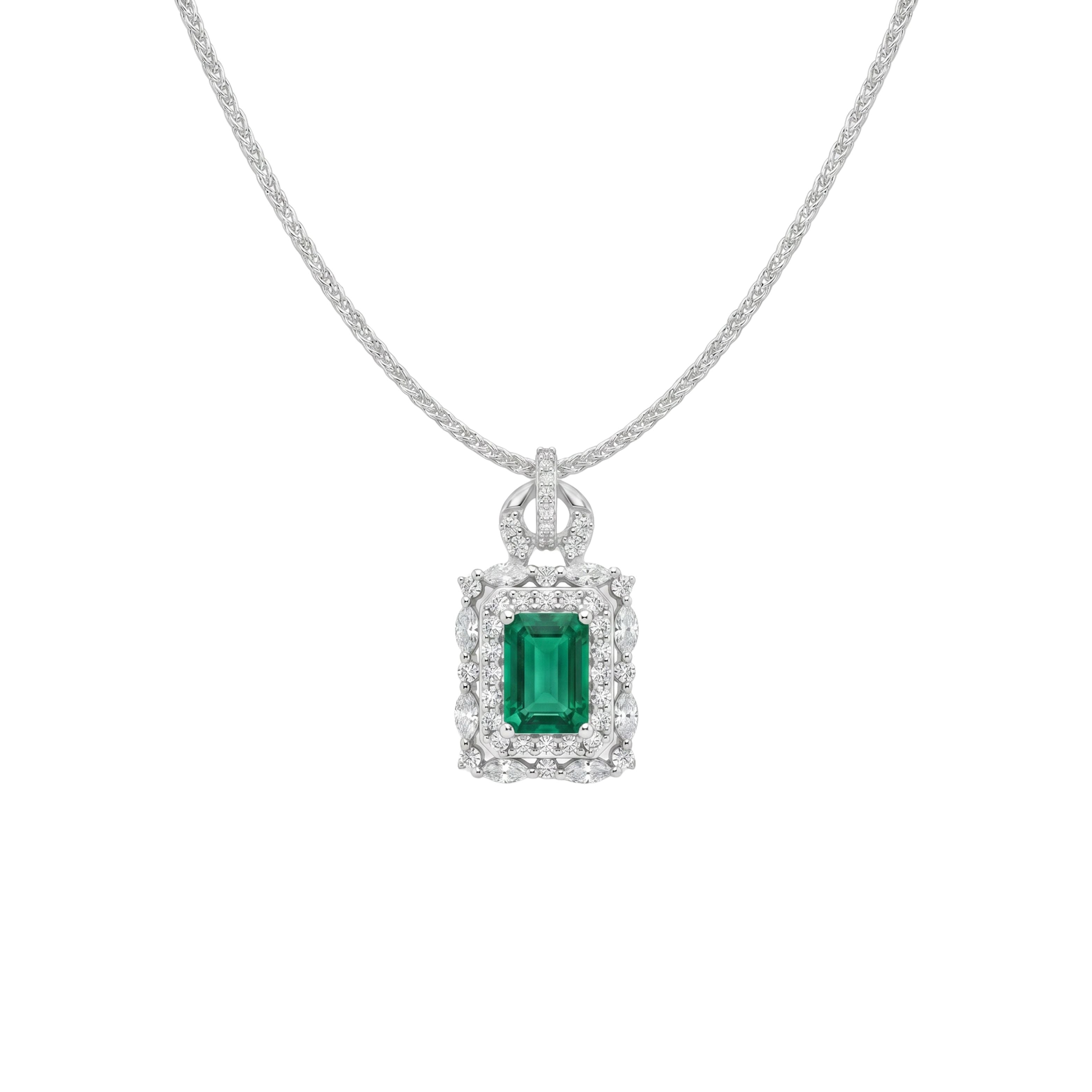 Silver Fiery Halo Green Pendant