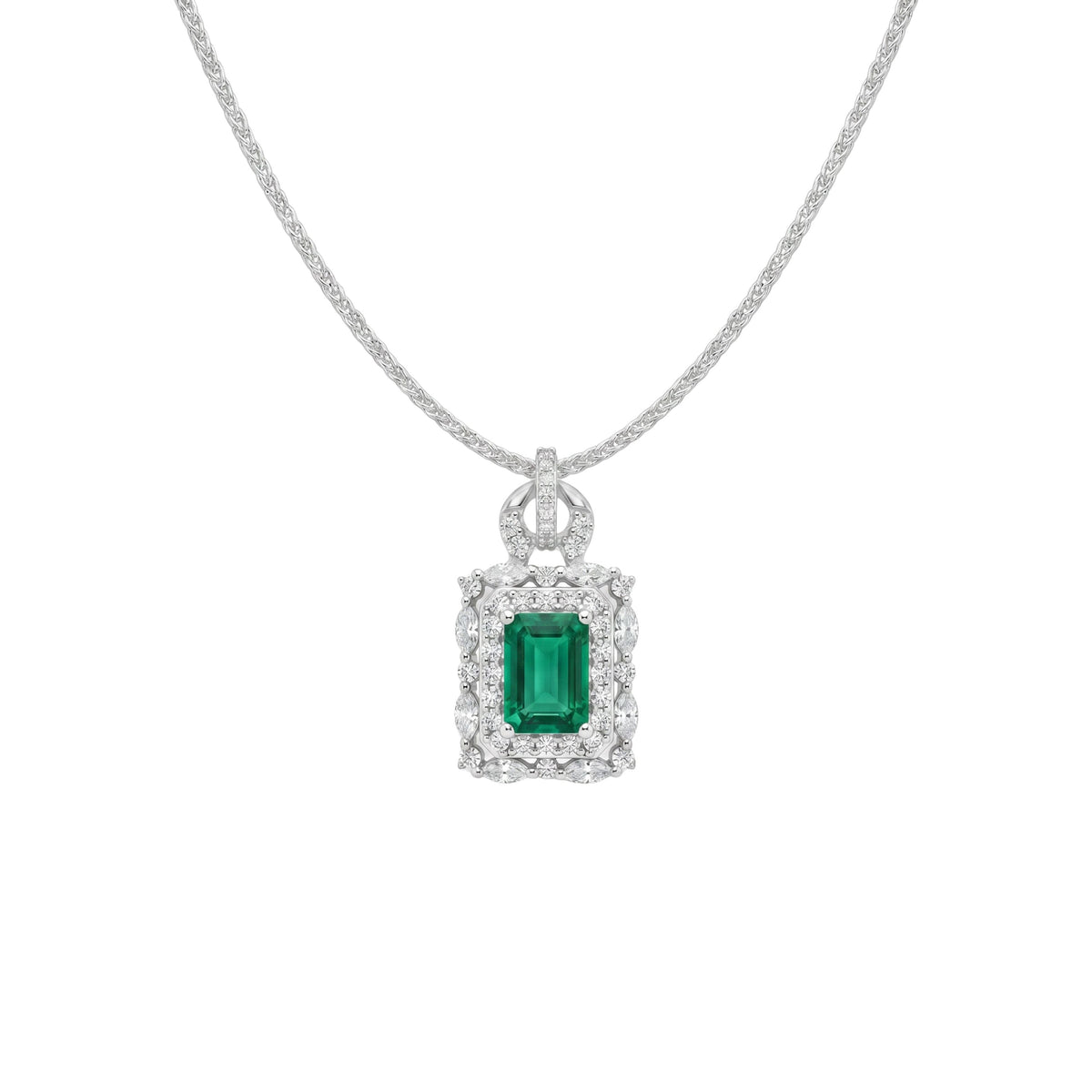 Silver Fiery Halo Green Pendant