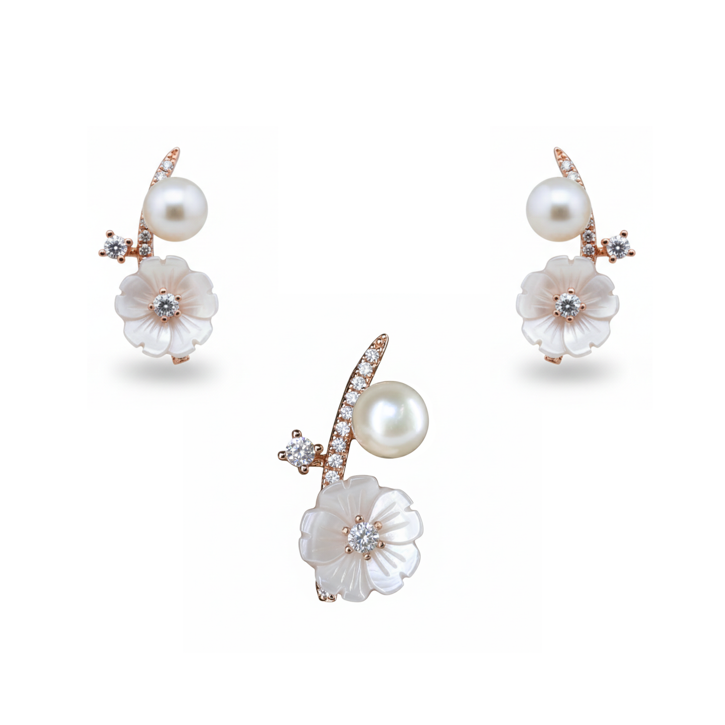 Rose Gold Exquisite Floral Pendant Set for Her