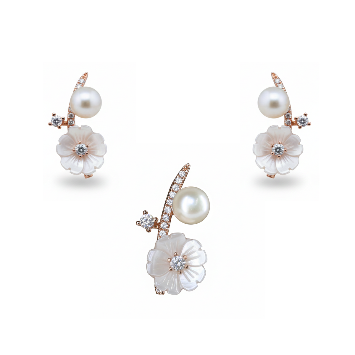 Rose Gold Exquisite Floral Pendant Set for Her
