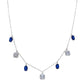 Silver Sapphire-Inspired Dangle Chain Necklace