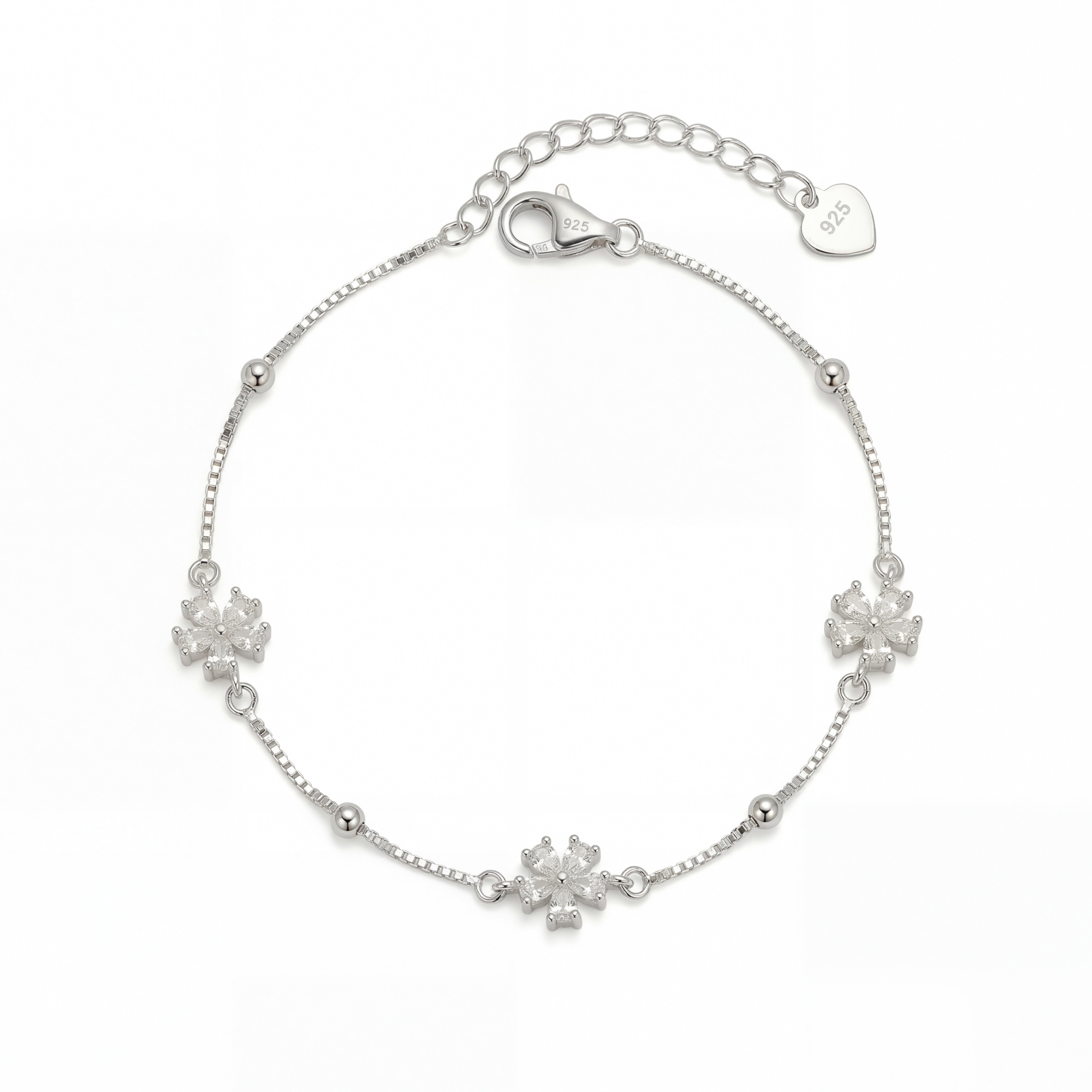 Silver Sparkling Snow Flake Charm Bracelet