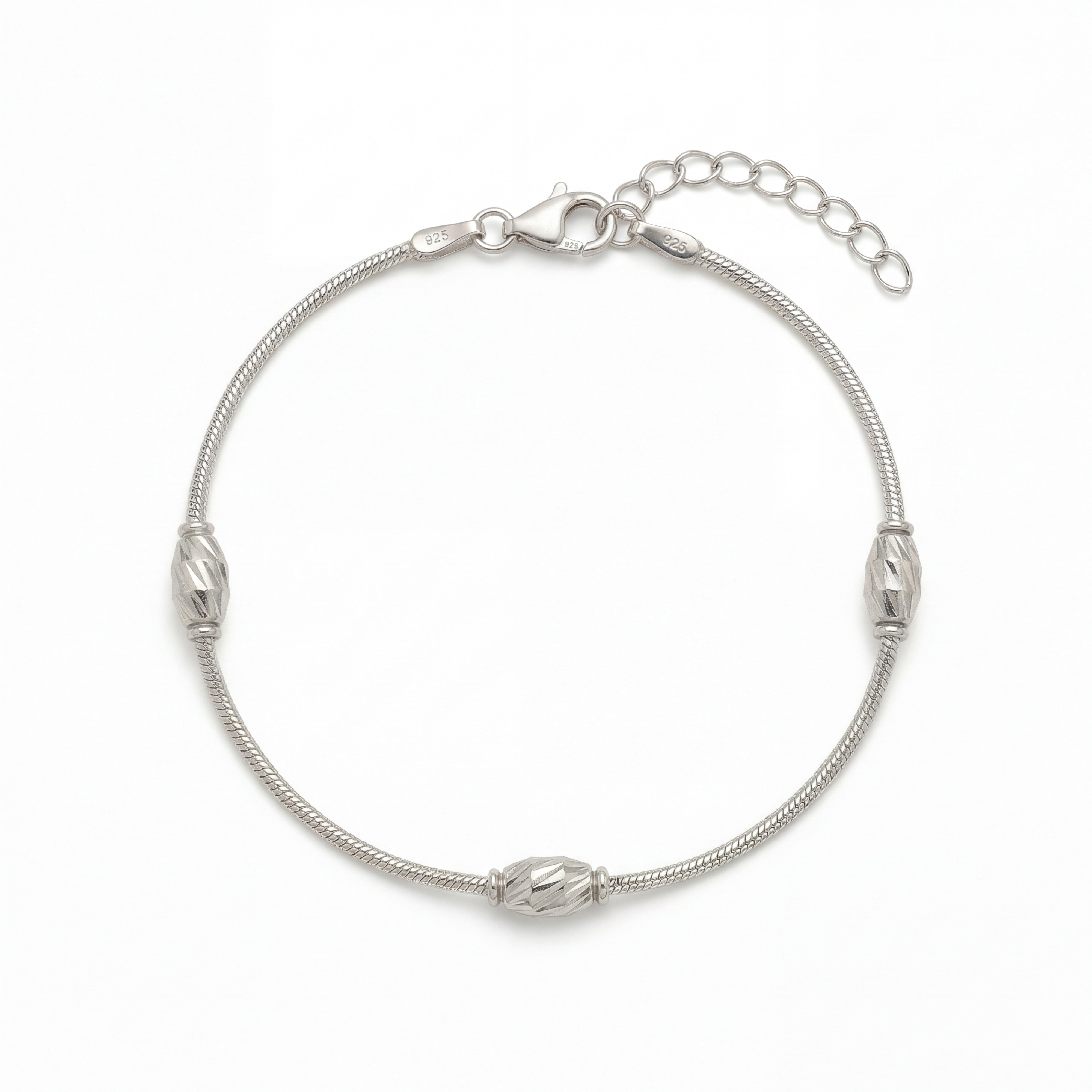 Silver Twisted Bead Bracelet