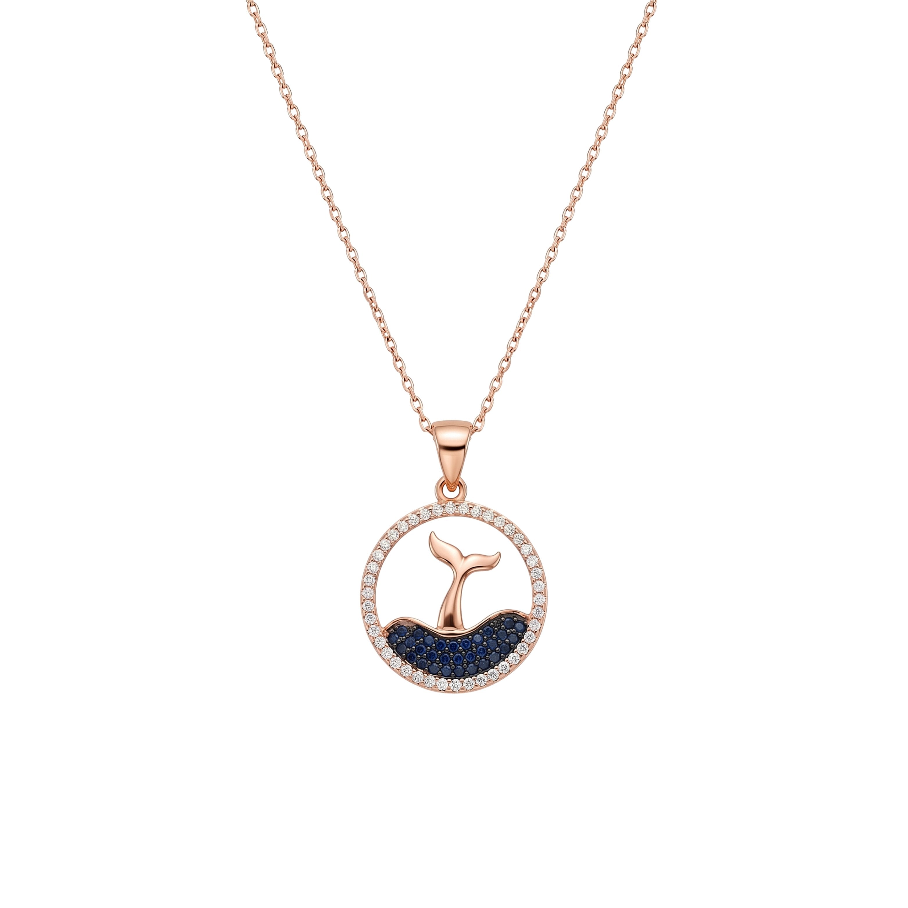 Rose Gold Coastal Whale Tail Pendant
