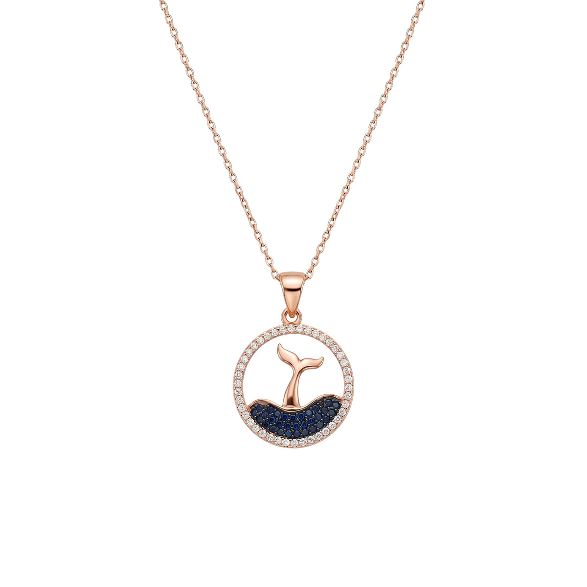 Rose Gold Coastal Whale Tail Pendant
