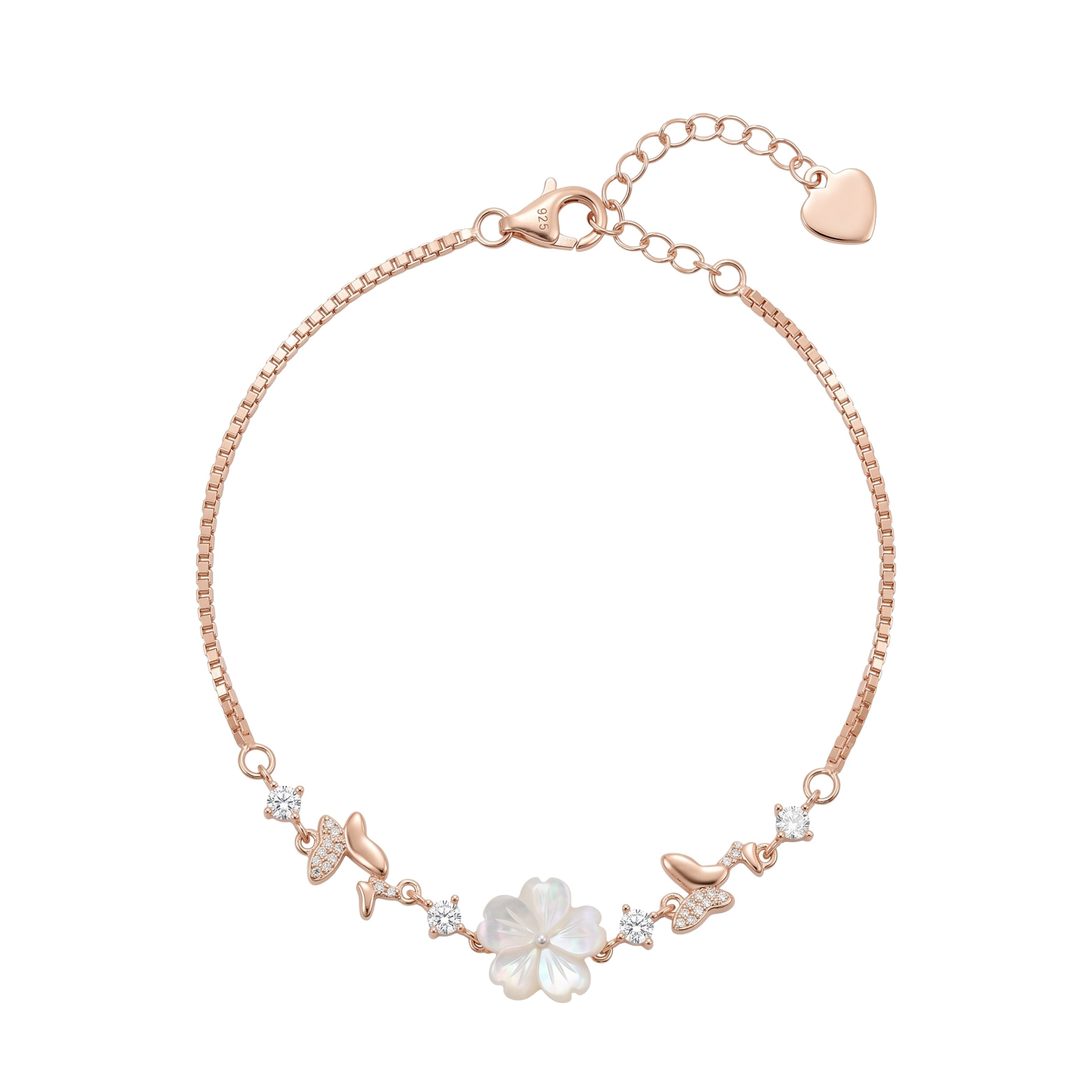 Rose gold Mother of Pearl Butterfly chain bracelet
