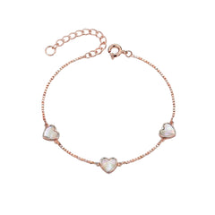 Rose gold Premium Mother of Pearl Heart Chain bracelet for her