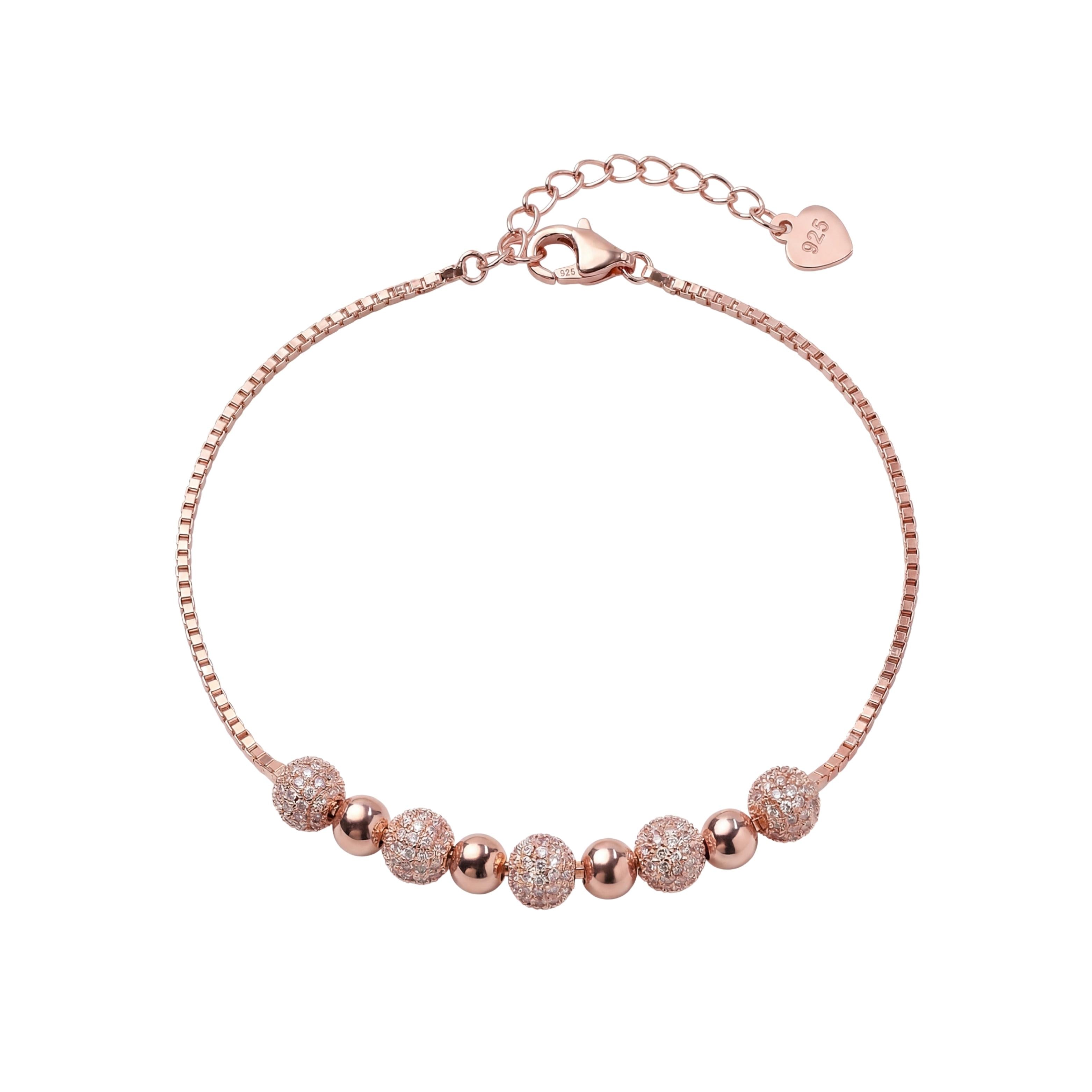 Rose gold Dazzling Beaded Bracelet with Disco balls