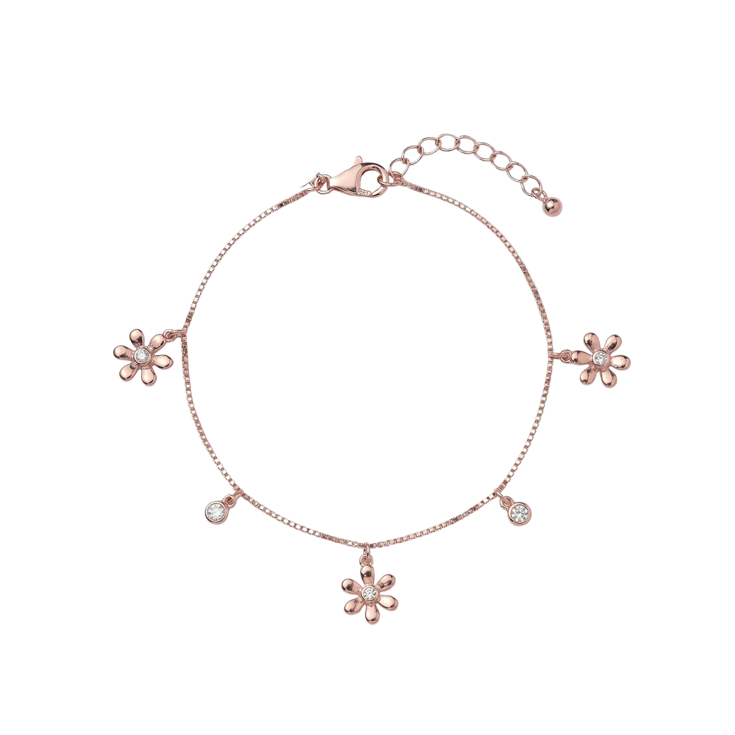 Rose gold Delicate Flower Charm Bracelet For her